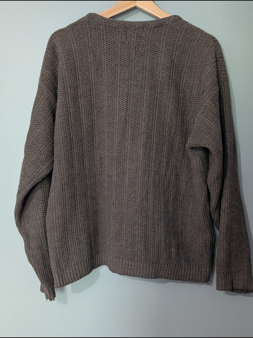 Grenadier Vintage Men's Brown Ribbed Knit Button-Front Grandpa Cardigan Sweater - Picture 8 of 10